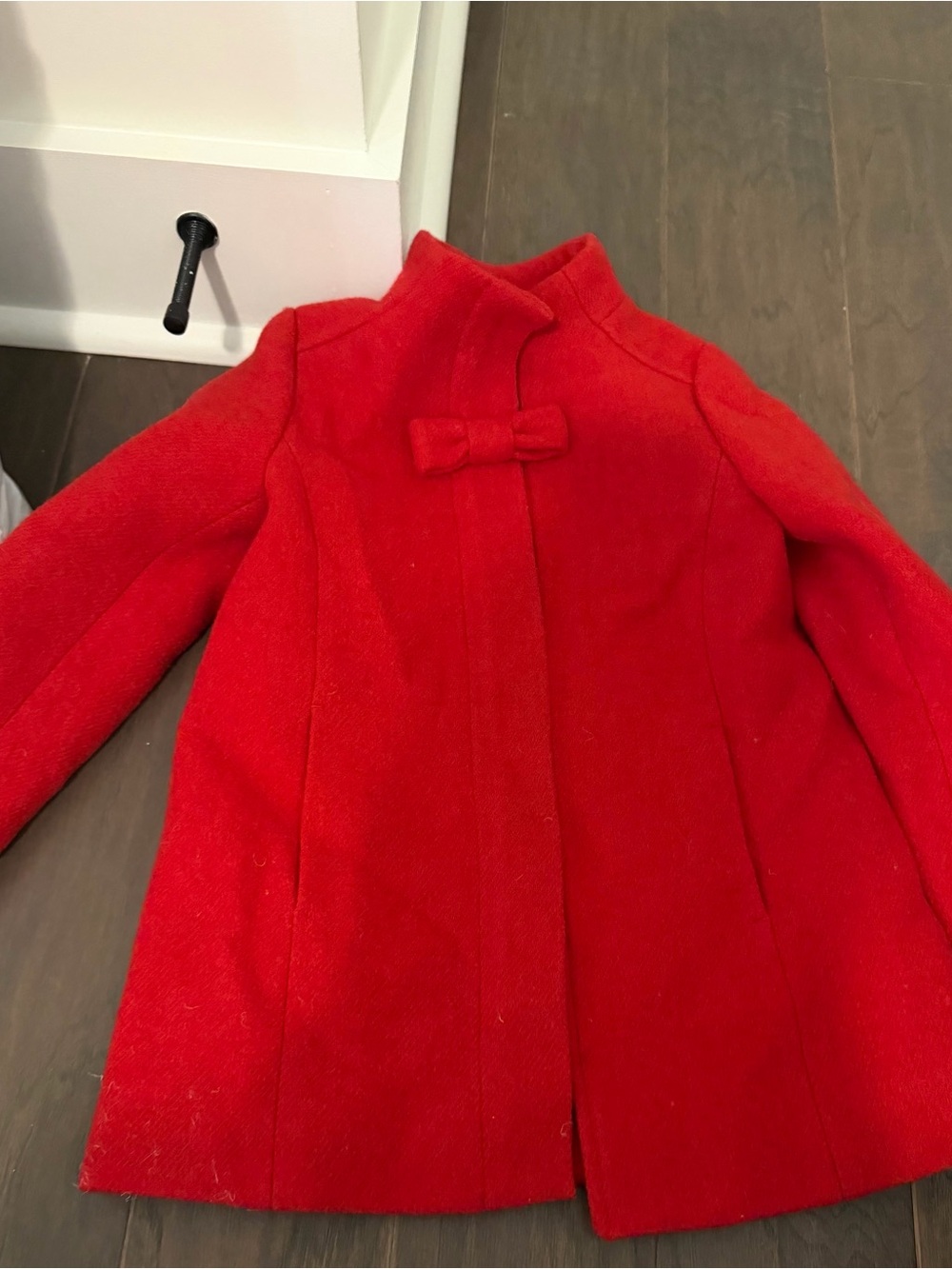 J. Crew Factory Red Girls' Wool Bow-Front Pea Coat